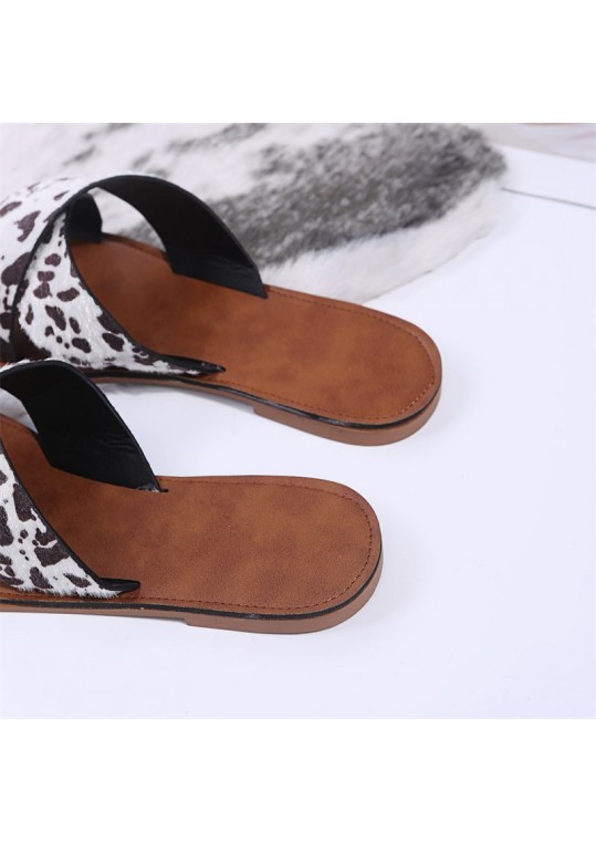 Size:4.5-8.5 Women Fashion Color Blocking Cow Printed 