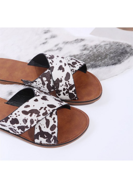 Size:4.5-8.5 Women Fashion Color Blocking Cow Printed 