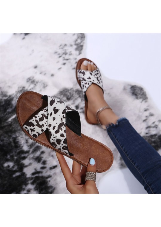 Size:4.5-8.5 Women Fashion Color Blocking Cow Printed 