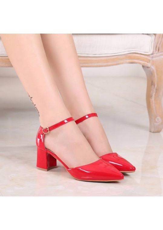 Size:3-8.5 Women Simple Style Buckle Strap Block Heels