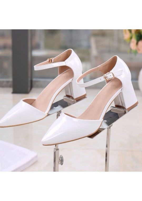 Size:3-8.5 Women Simple Style Buckle Strap Block Heels