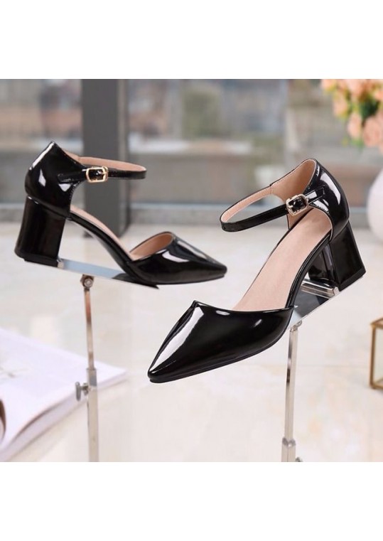 Size:3-8.5 Women Simple Style Buckle Strap Block Heels