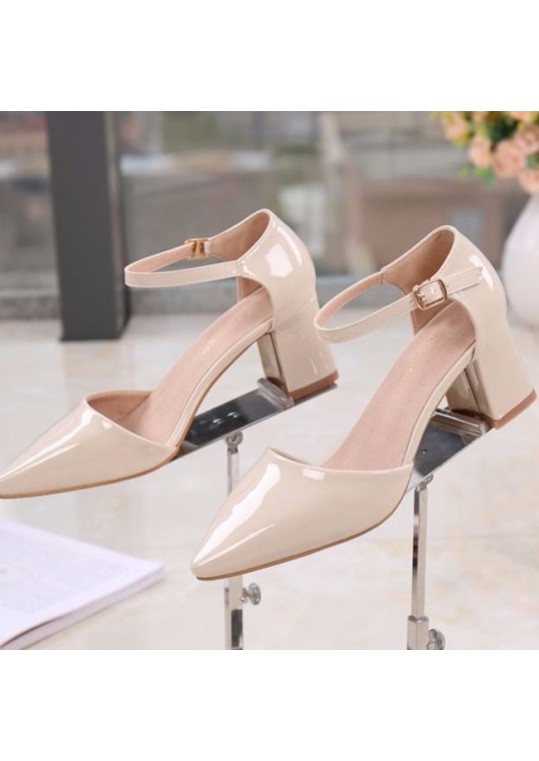 Size:3-8.5 Women Simple Style Buckle Strap Block Heels