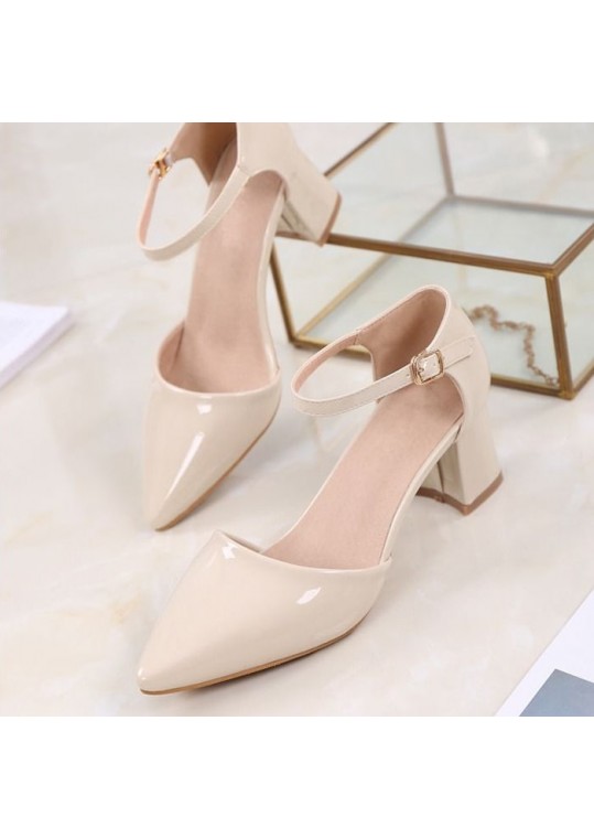 Size:3-8.5 Women Simple Style Buckle Strap Block Heels