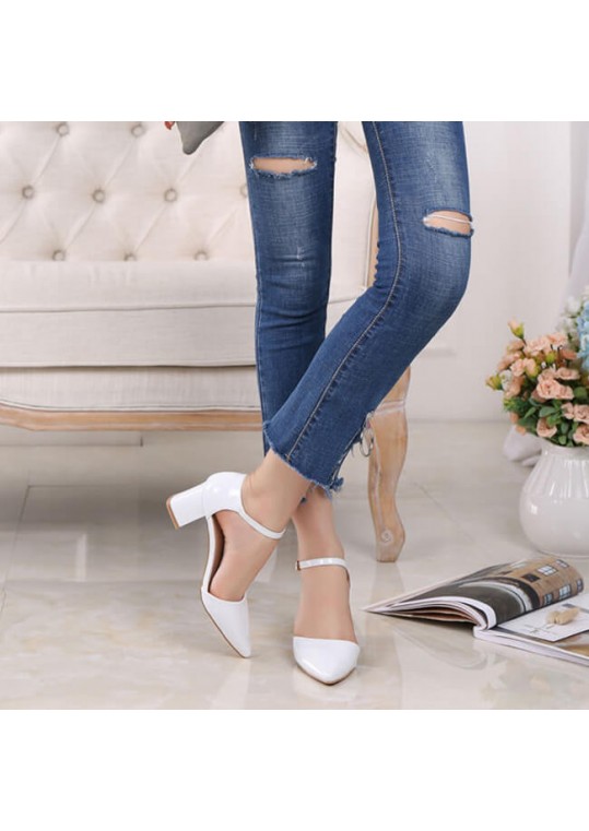 Size:3-8.5 Women Simple Style Buckle Strap Block Heels