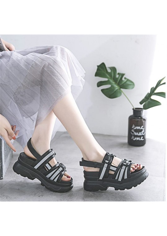 Size:4.5-11 Women Fashion Platform Velcro Luminous Sporty 