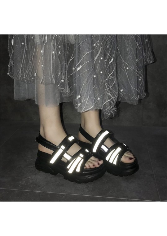 Size:4.5-11 Women Fashion Platform Velcro Luminous Sporty 