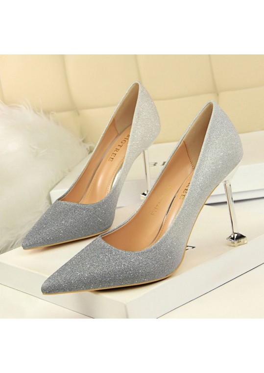 Size 4.5-8.5 Women Fashion Shiny Gradient Color Design Pointed Toe Stiletto Shoes Pumps