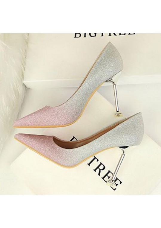 Size 4.5-8.5 Women Fashion Shiny Gradient Color Design Pointed Toe Stiletto Shoes Pumps