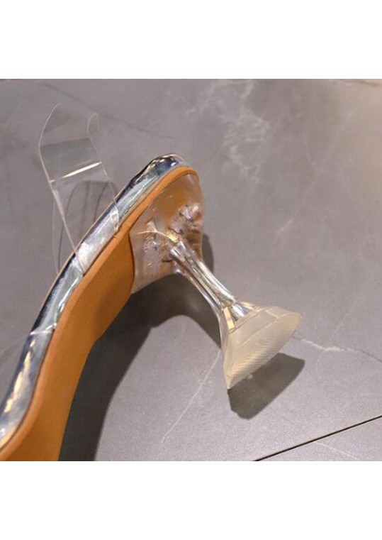 Size:4.5-10 Women Transparent Sexy Pointed High Heels Shoes