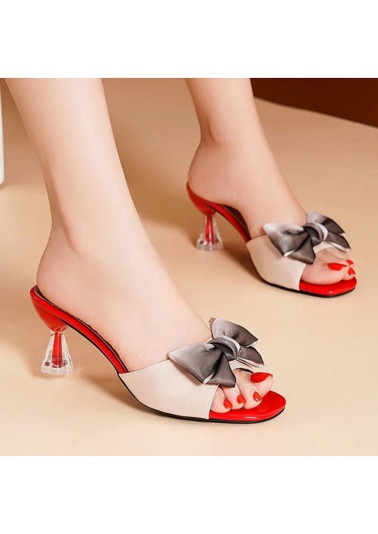 Elegant Women Chic Bow Design Mid-heel Outwear 