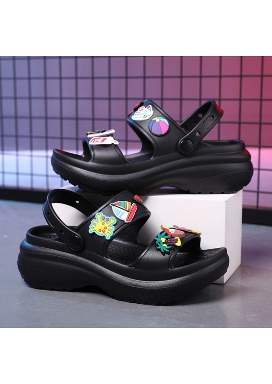 Women Fashion Cartoon Decorative Solid Color Platform 