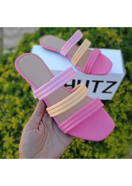 Fashion Square Toe Flat Woven Hollow 