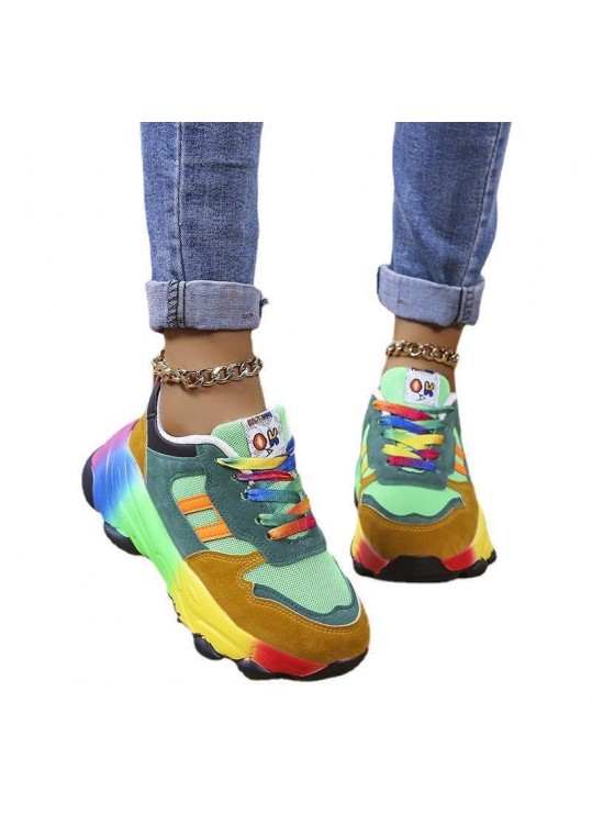 Plus Size Women Fashion Platform Color Block Platform 