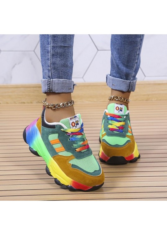 Plus Size Women Fashion Platform Color Block Platform 