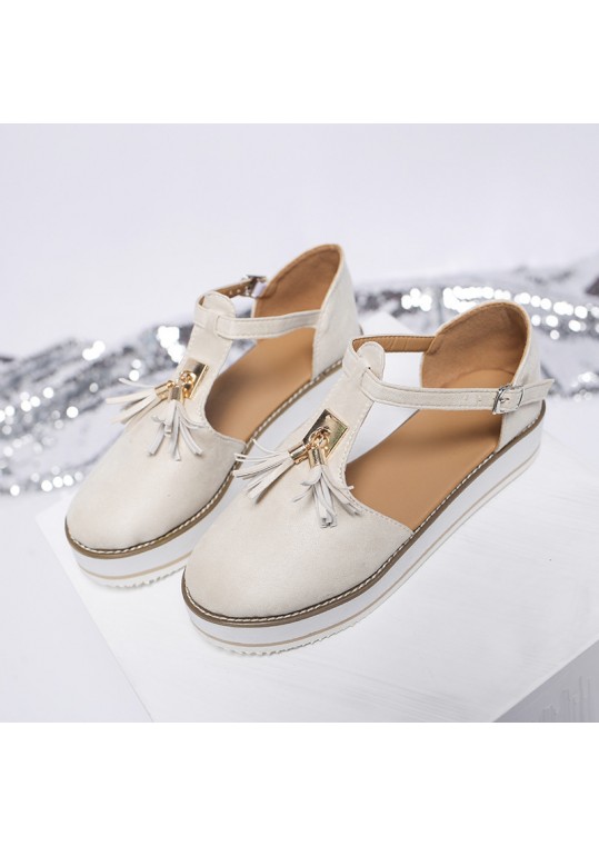 Plus Size Women Fashion Round Toe Vintage Tassel Flat 