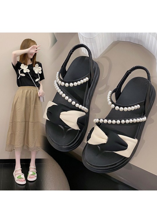 Women Fashion Pearl Strap Platform 