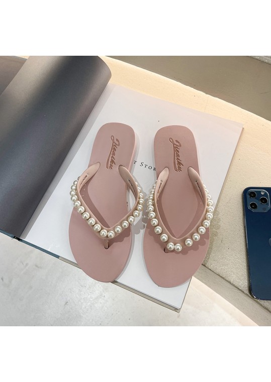 Women Fashion Pearl Rhinestone Flat 