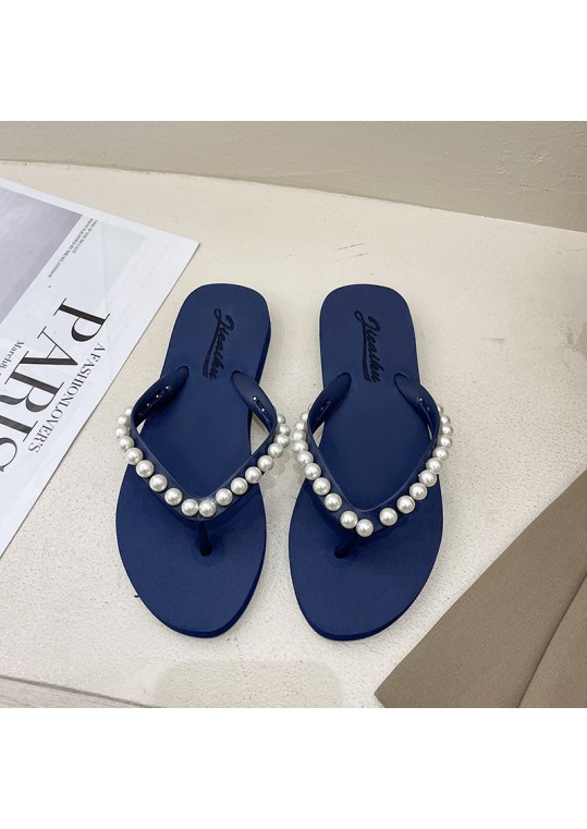 Women Fashion Pearl Rhinestone Flat 