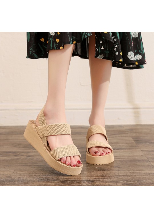 Plus Size Women Fashion Cross Strap Platform 