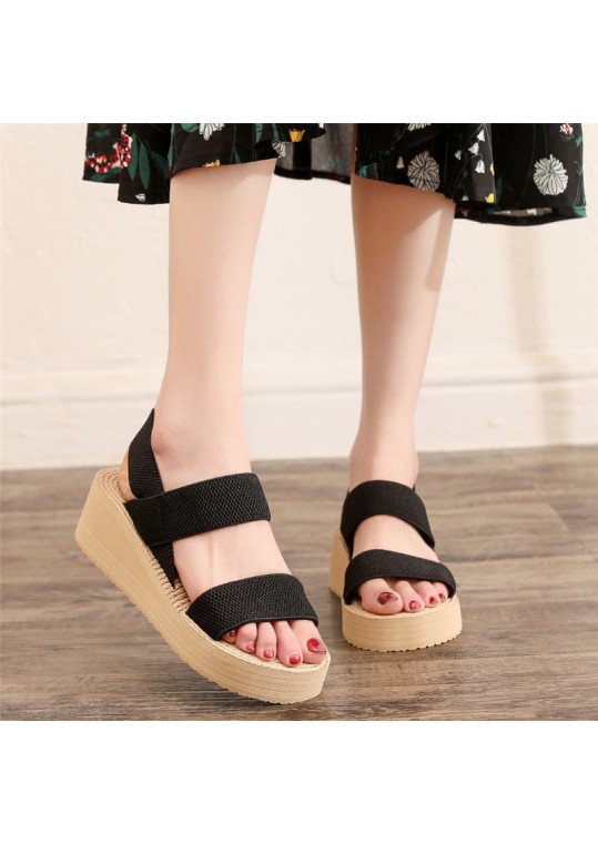 Plus Size Women Fashion Cross Strap Platform 