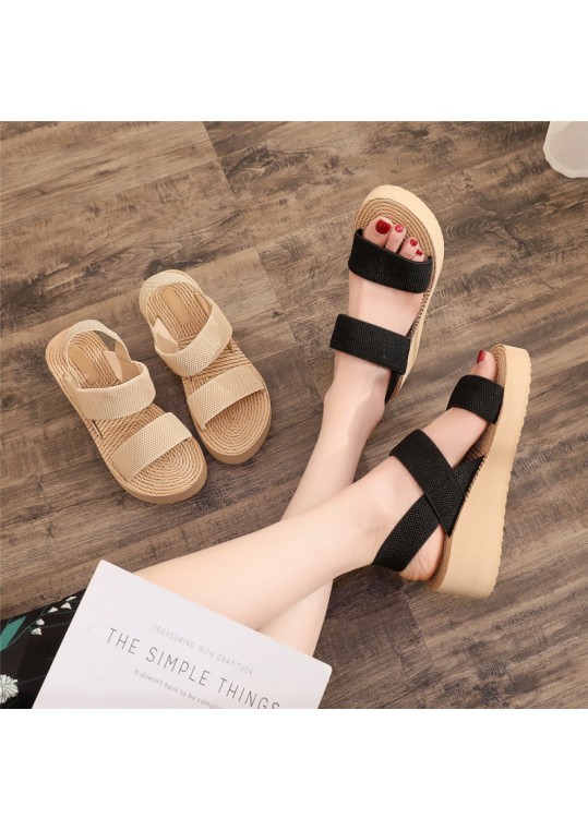 Plus Size Women Fashion Cross Strap Platform 