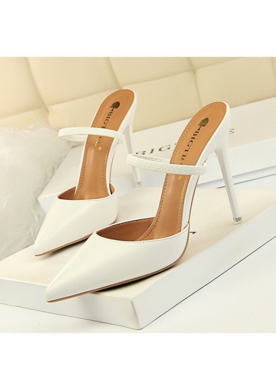 Women Fashion Sexy PU Solid Color Pointed Toe Stiletto Heel 