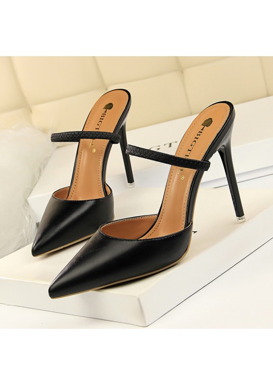 Women Fashion Sexy PU Solid Color Pointed Toe Stiletto Heel 