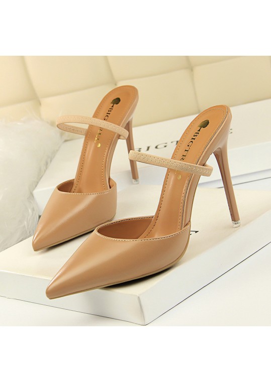 Women Fashion Sexy PU Solid Color Pointed Toe Stiletto Heel 