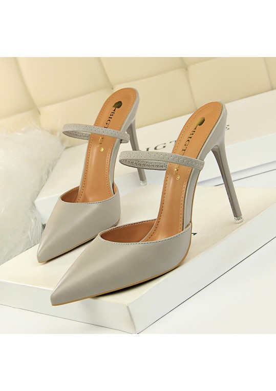 Women Fashion Sexy PU Solid Color Pointed Toe Stiletto Heel 