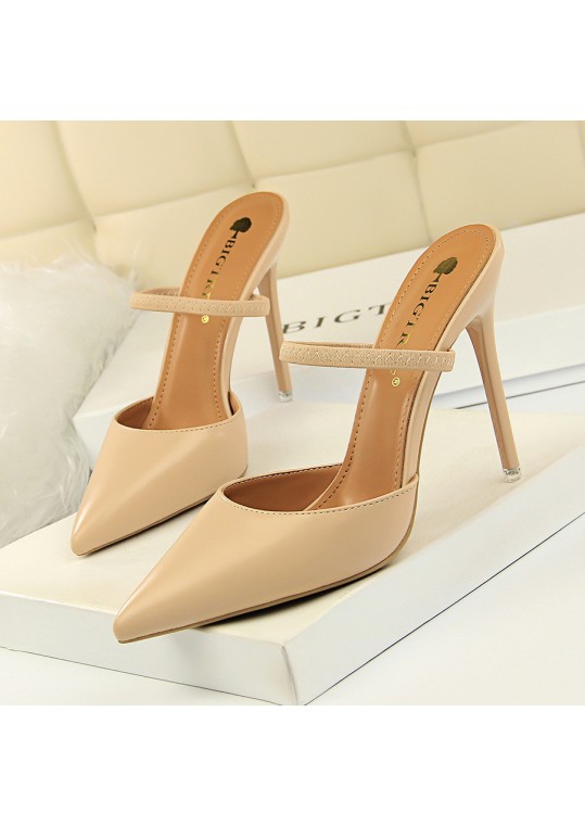 Women Fashion Sexy PU Solid Color Pointed Toe Stiletto Heel 