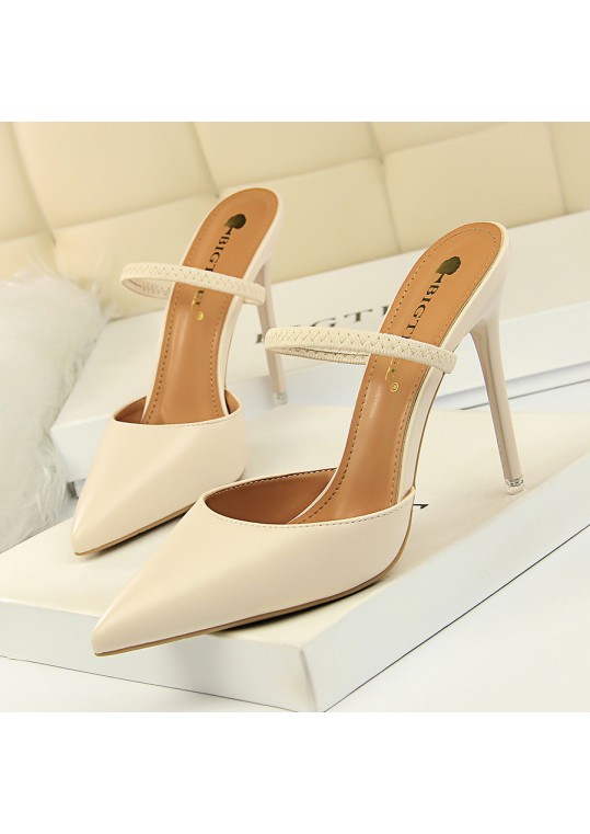 Women Fashion Sexy PU Solid Color Pointed Toe Stiletto Heel 