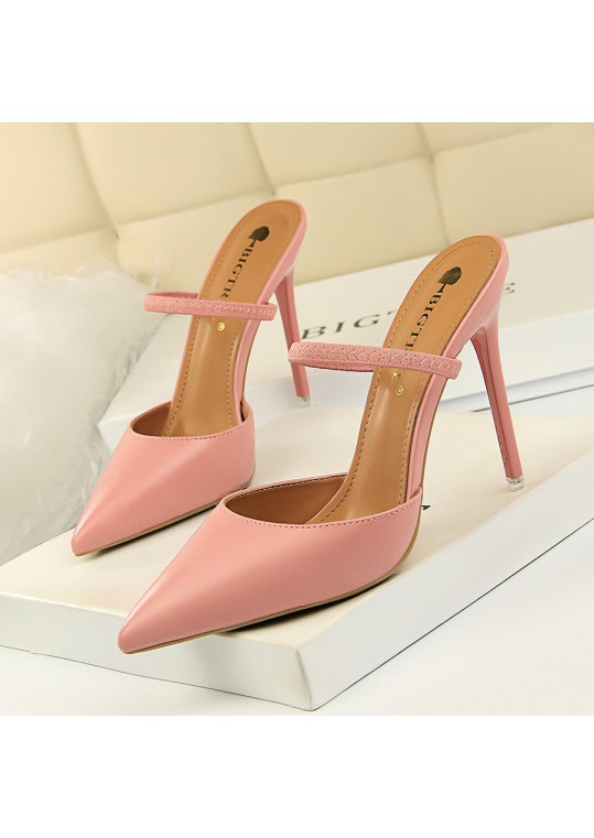 Women Fashion Sexy PU Solid Color Pointed Toe Stiletto Heel 