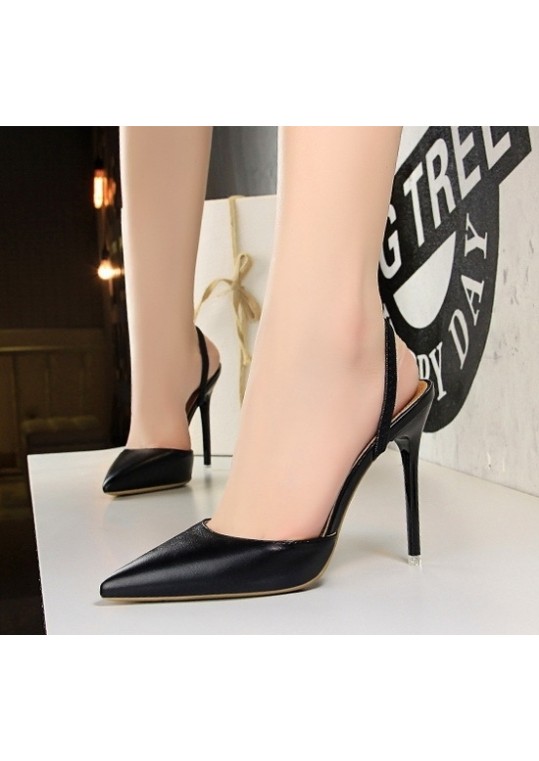 Women Fashion Sexy PU Solid Color Pointed Toe Stiletto Heel 