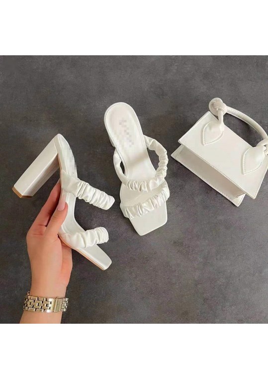 Women Fashion Solid Color Plus Size Square Chunky Heel 