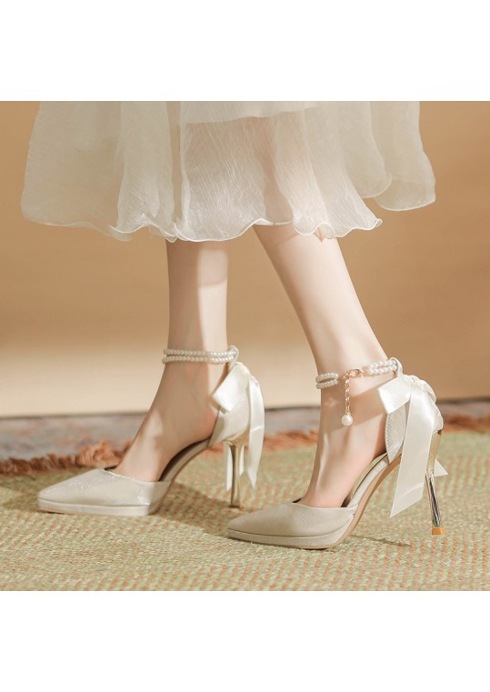 Women Elegant Bow-Detail Pointed High-Heel Pumps