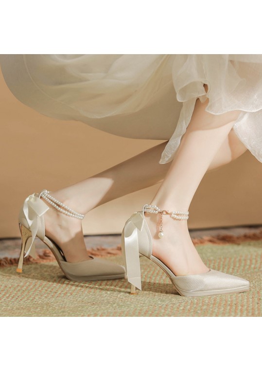 Women Elegant Bow-Detail Pointed High-Heel Pumps