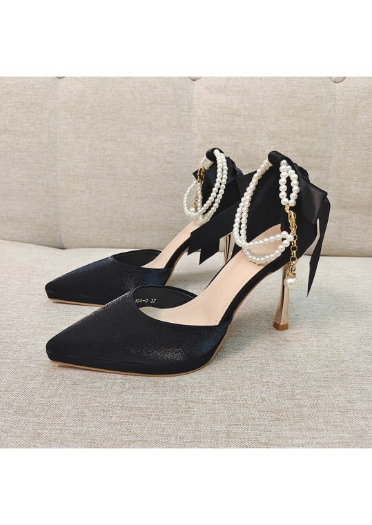 Women Elegant Bow-Detail Pointed High-Heel Pumps