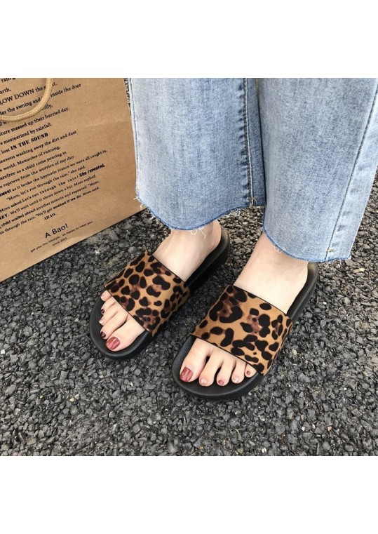 Women Fashion Casual Leopard Round Toe Flat 