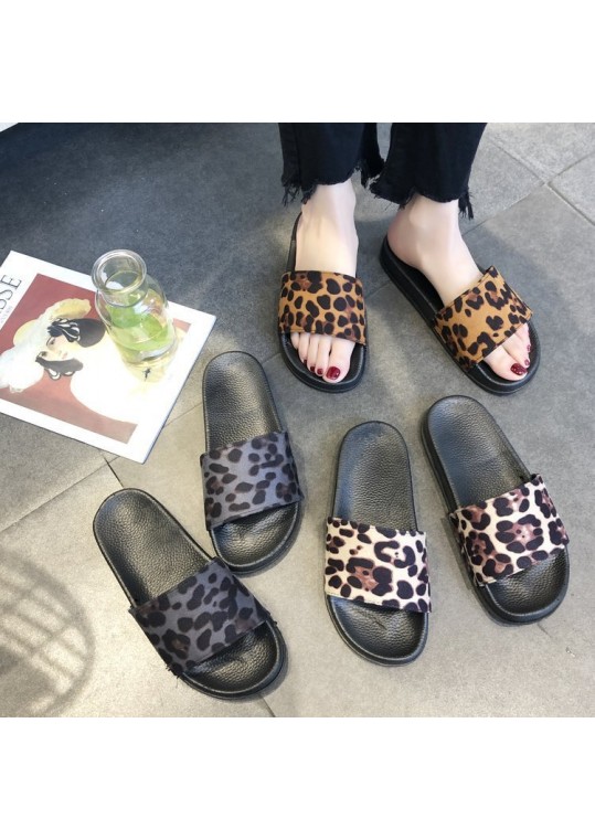 Women Fashion Casual Leopard Round Toe Flat 