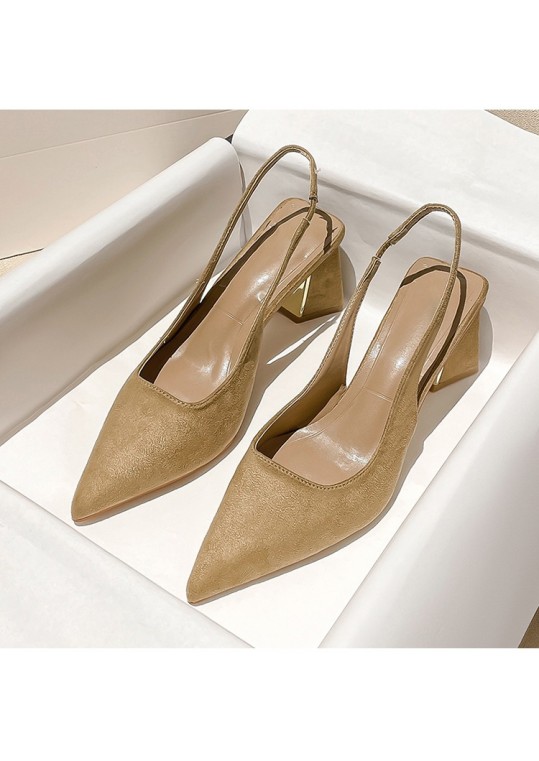 Women Fashion Suede Pointed Toe Heel Hollow Out Heels