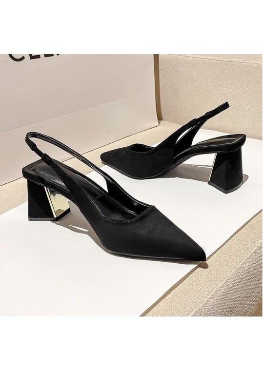 Women Fashion Suede Pointed Toe Heel Hollow Out Heels