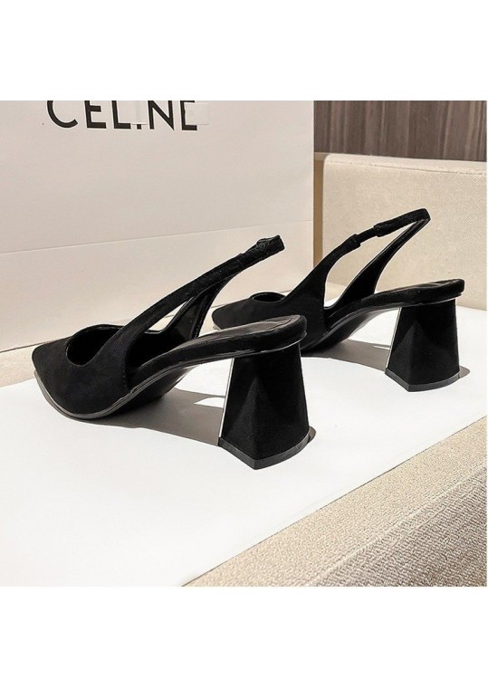 Women Fashion Suede Pointed Toe Heel Hollow Out Heels