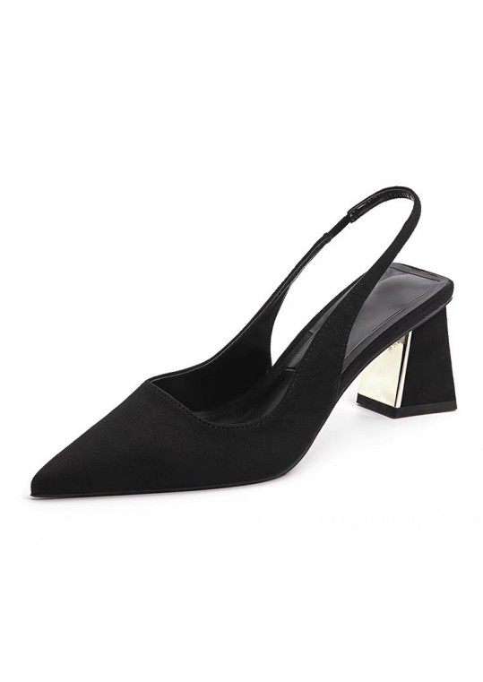 Women Fashion Suede Pointed Toe Heel Hollow Out Heels