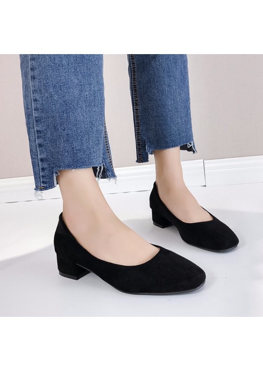 Women Fashion Solid Color Suede Pumps