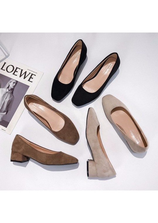 Women Fashion Solid Color Suede Pumps