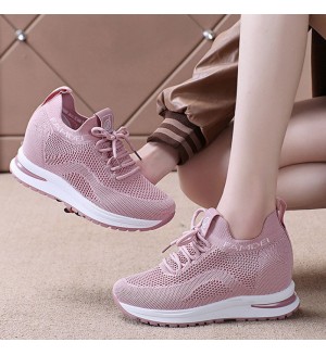 Women Fashion Casual Mesh Breathable Lace-Up Height Increasing 