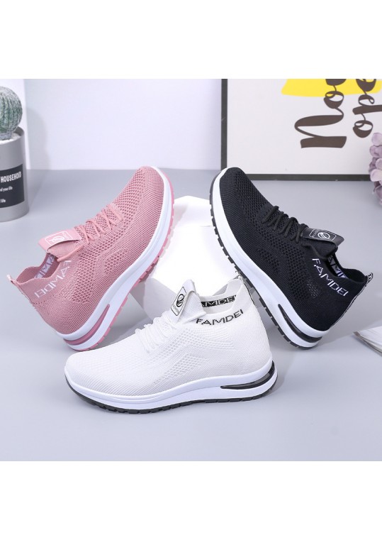 Women Fashion Casual Mesh Breathable Lace-Up Height Increasing 