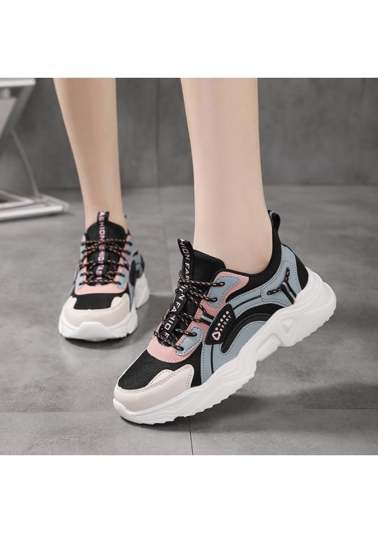 Women Fashion Casual Plus Size Breathable Mesh Height Increasing Sneaker