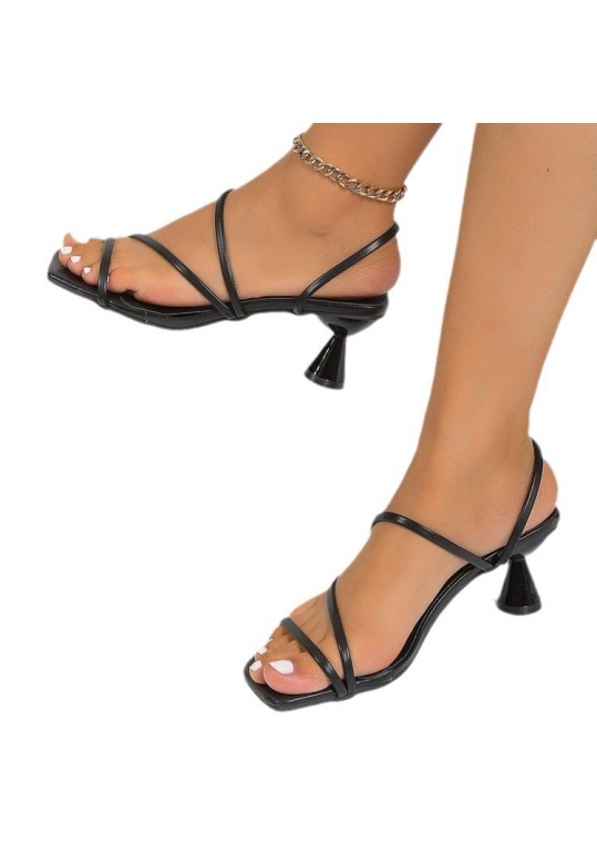 Summer Women Fashionable Plus Size Solid Color Strap Square Toe High Heeled 